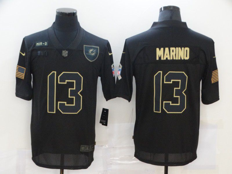 Men Miami Dolphins #13 Marino Black gold lettering 2020 Nike NFL Jersey